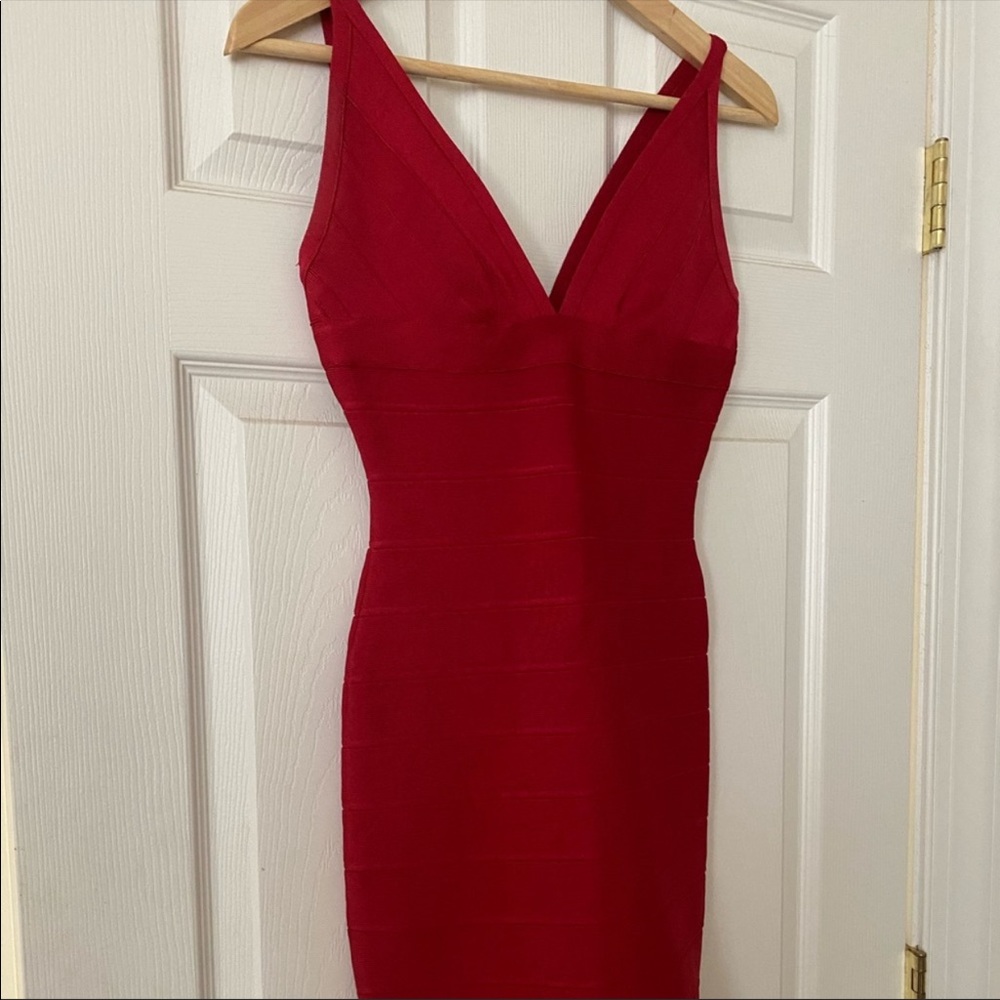 100% Authentic Herve Leger Bodycon Dress - RED - Trade Value $1000 - Picture 3 of 8